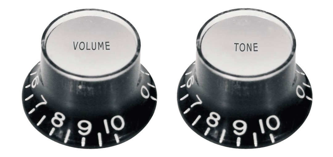 Boston Bell Knopf Volume & Tone 0 bis 10 Schwarz/Silber